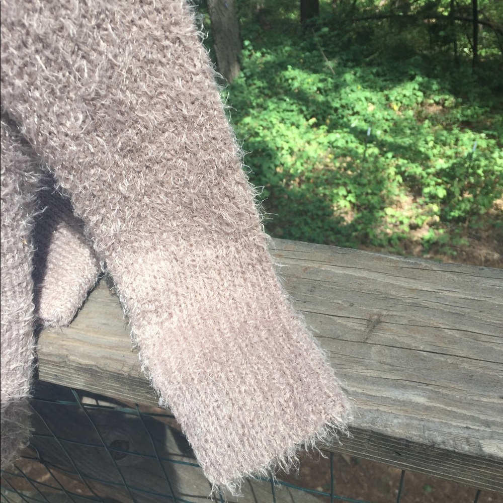 Ambiance mocha tan fuzzy tunic style cozy  fuzzy  pullover sweater HP 25x2 - Picture 4 of 11